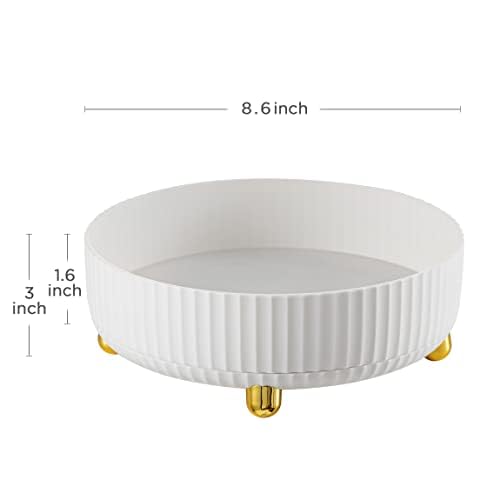 HBlife Makeup Organizer, 360 Degree Rotating Perfume Organizer, 8.6 Inches Large Capacity Lazy Susan for Bathroom Counter or Vanity, White