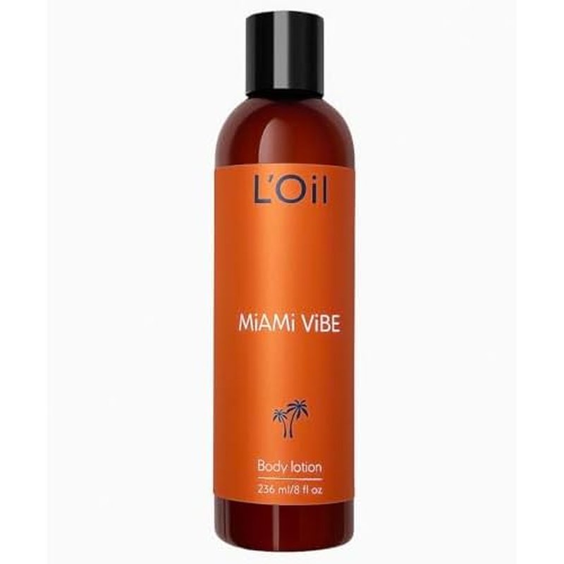 L'Oil Body lotion, Miami Vibe. Super Anti-Aging, Hydrating, Anti-wrinkle, Antioxidant, Anti-stretch marks. From head-to-toe. 24 Hour Moisture. 8 fl oz