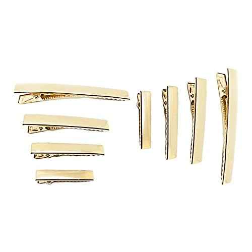 120pcs Mixed 4 Sizes KC Gold Flat Single Prong Alligator Hair Clips 35/45/56/75mm for DIY Craft (KC Gold)