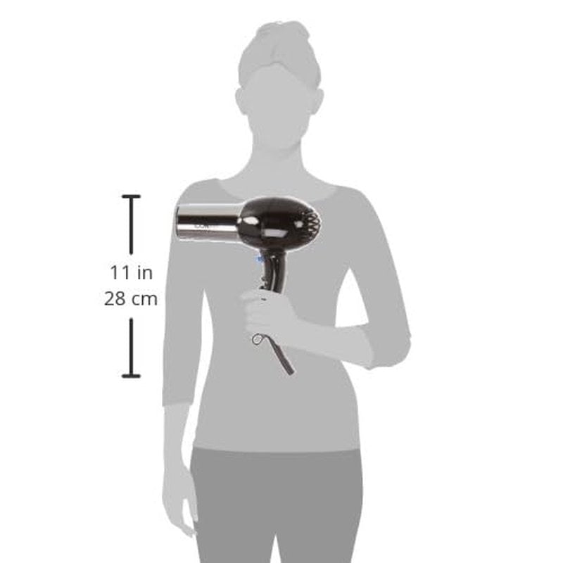 Conair Hair Dryer, 1875W Full-Size Hair Dryer with Ionic Conditioning, Blow Dryer, Tourmaline Ceramic Technology for Quick Drying, Black/Chrome