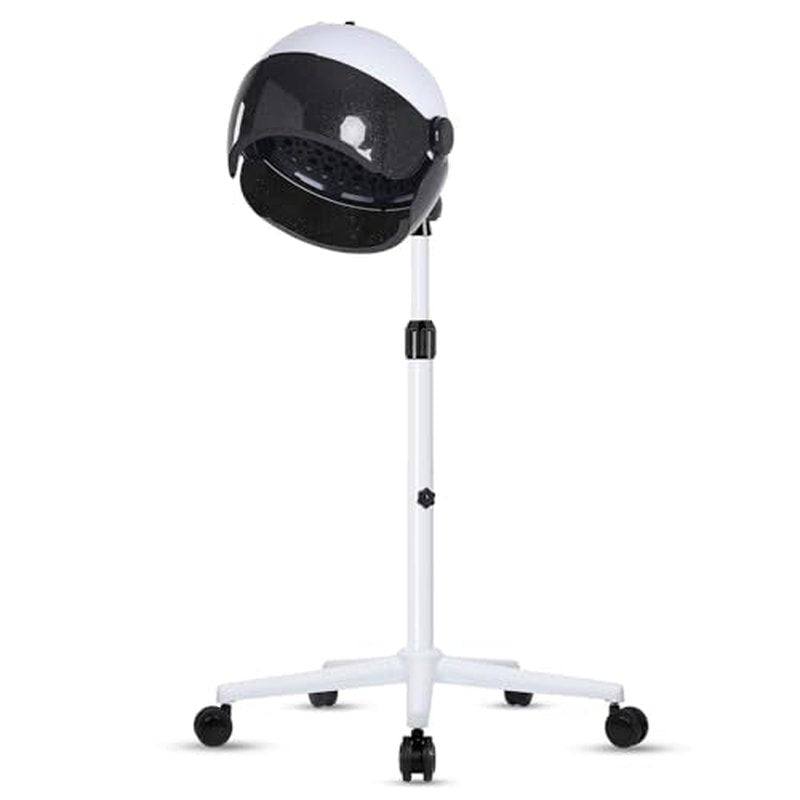 Hooded Hair Dryer, Professional Hood Dryer on Wheels, Sit Under Dryer, Standing Hair Dryer, White