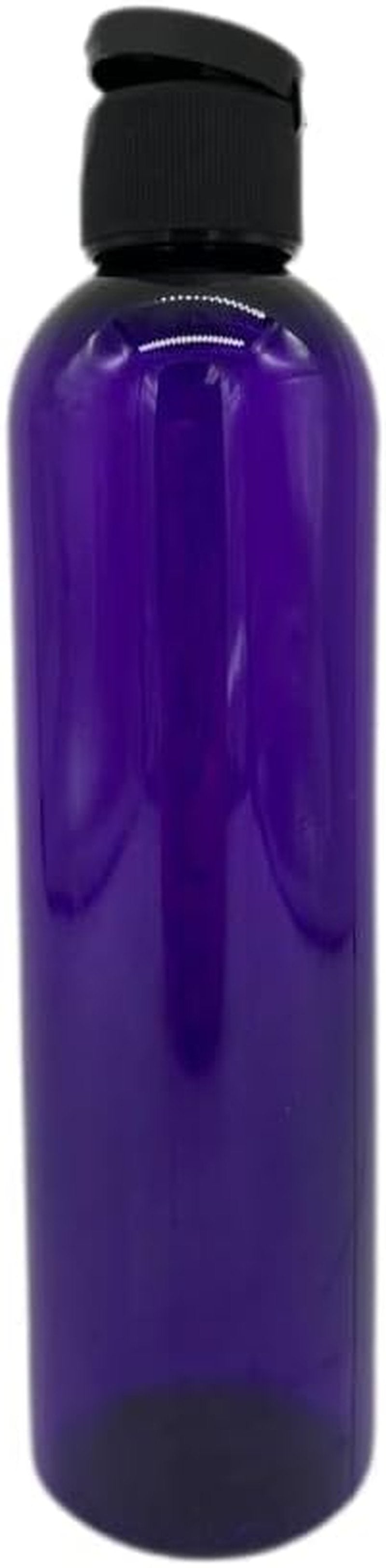 Purple Cosmo Plastic Bottles - 12 Pack Refillable BPA-Free Bottles for Essential Oils | Black Flip Top Cap - 8 oz Made in the USA