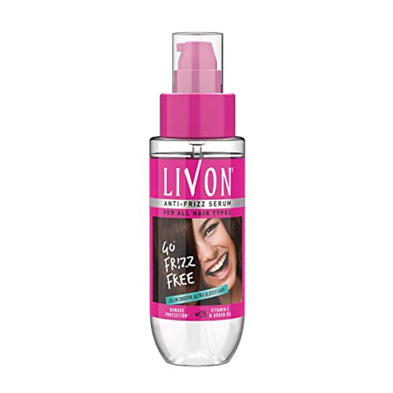Livon Hair Serum for Men & Women | Frizz-free, stronger and shinier hair | Sulphate & Paraben free| For All Hair Types | Lightweight & Non Greasy | Enriched with Argan Oil & Vitamin E | 3.3 Fl.Oz