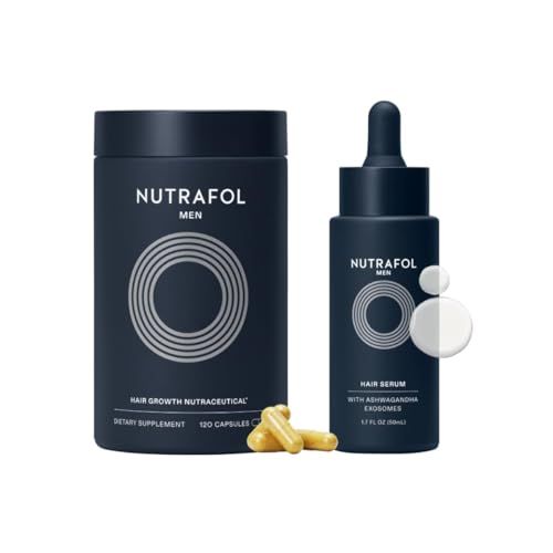 Nutrafol Men's Hair Growth Supplement and Hair Serum, Clinically Tested for Visible Thickness and Strength - 1 Month Supply, 1.7 Fl Oz Bottle