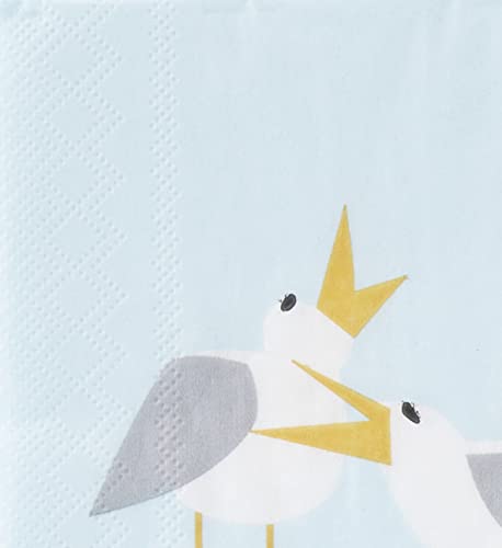 Boston International IHR Cocktail Beverage Paper Napkins, 5 x 5-Inches, Seagulls, 20-Count