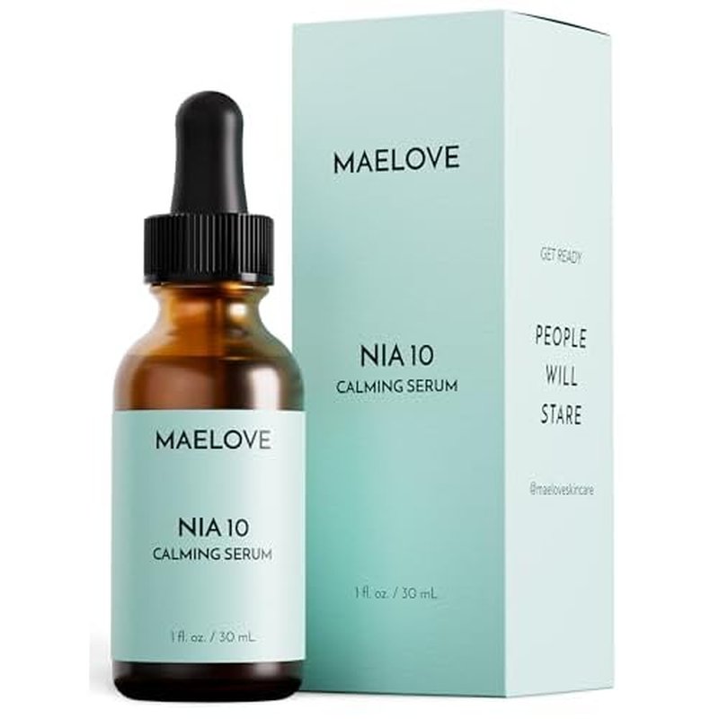 MAELOVE NIA 10 Niacinamide Serum, Calming Face Serum for Strengthening Skin Barrier, Hydration & Pore Refinement, Suitable for Sensitive, Dry, Acne-Prone Skin, Vegan, Cruelty-Free, USA Made