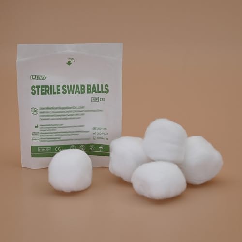 Cotton Sterile Wound Care Swabs - Individually Packaged, Sterilized (Cotton Balls (XL) (5pcs/Pack)), 1 Box