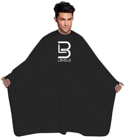 Black Barber Cape - Adjustable Neck Closure for Comfort | Universal Size for Stylists