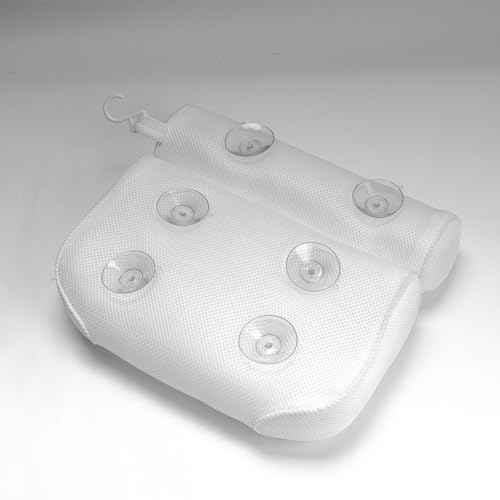 Empava Luxury Bath Pillows for Tub, Bathtub Pillow with Neck, Head, Shoulder and Back Support, Anti-Slip Suction Cups, 4D Mesh Soft Spa Bath Tub Pillow Headrest, Extra Thick, Soft and Quick Dry, White