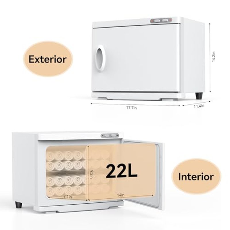 22L Towel Warmer, Large Hot Towel Warmer for Spa, 2-in-1 Professional Cabinet for Facials Esthetician Beauty Salon and Barber(White)