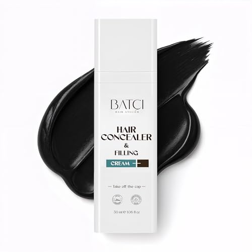 Batci Hair Concealer Cream for Thinning Hair & Bald Spots, Black Hair Root Touch-Up, Waterproof & Sweatproof Scalp Coverage, Natural Filling Cream for Men & Women, 30ml