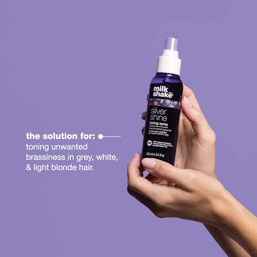 milk_shake Silver Shine Toning Spray - Platinum Hair Violet Pigment Spray | Counteracts Unwanted Yellow/Golden Tones| Strengthens and Hydrates | 3.4 fl oz (100 ml)