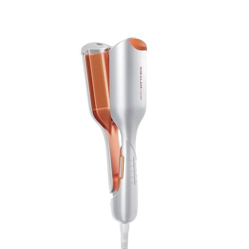 SHEGLAM Hair Beach Babe Hair Waver 2 Barrel Crimper 1 Inch with Smart Timer & Adjustable Temps Dual Voltage, Anti-Scald, Easy to Use