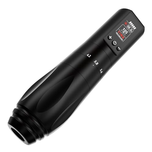 BIGWASP Z2 Wireless Rotary Tattoo Machine Pen, Adjustable Stroke, 1,600mAh Battery, Coreless Motor for Professional Artists - Black