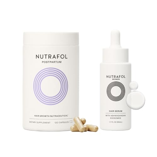 Nutrafol Postpartum Hair Growth Supplements and Hair Serum, Clinically Tested for Visible Thickness and Strength - 1 Month Supply, 1.7 Fl Oz Bottle