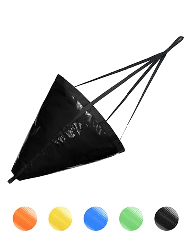 BLUEWING 32in Sea Anchor Drift Sock 840D Nylon Parachute Fishing Drogue for Marine Boat/Jet Ski/Sail, Black
