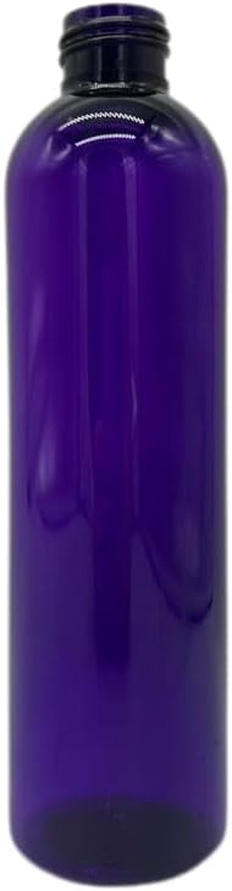 Purple Cosmo Plastic Bottles - 12 Pack Refillable BPA-Free Bottles for Essential Oils | Black Flip Top Cap - 8 oz Made in the USA
