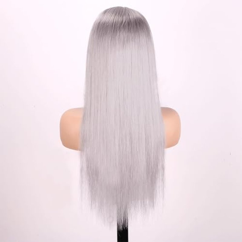 Grey Straight Lace Front Wigs Human Hair Pre Plucked Bleached Knots with Baby Hair Silver 13x4 Brazilian Virgin Lace Frontal Wigs for Black Women 20 Inch 180 Density