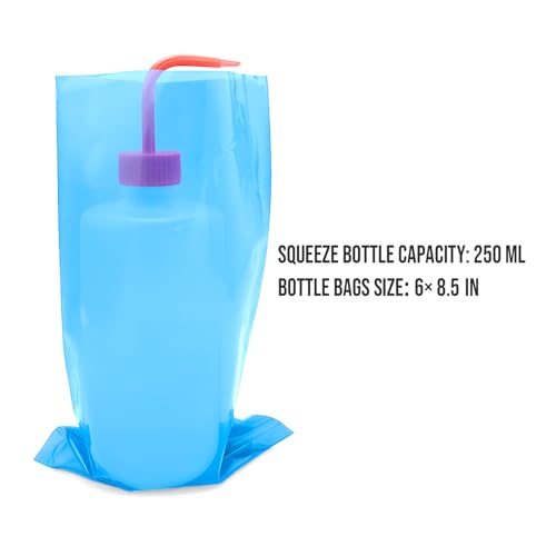 Tattoo Bottle Bags 250pcs Dental Bottle Cover Tattoo Wash Bottle Bags Squeeze Bottle Bag Sleeves Barrier for Tattoo Bottles Tattoo Supplies Tattoo Accessories (BLUE-250ML)