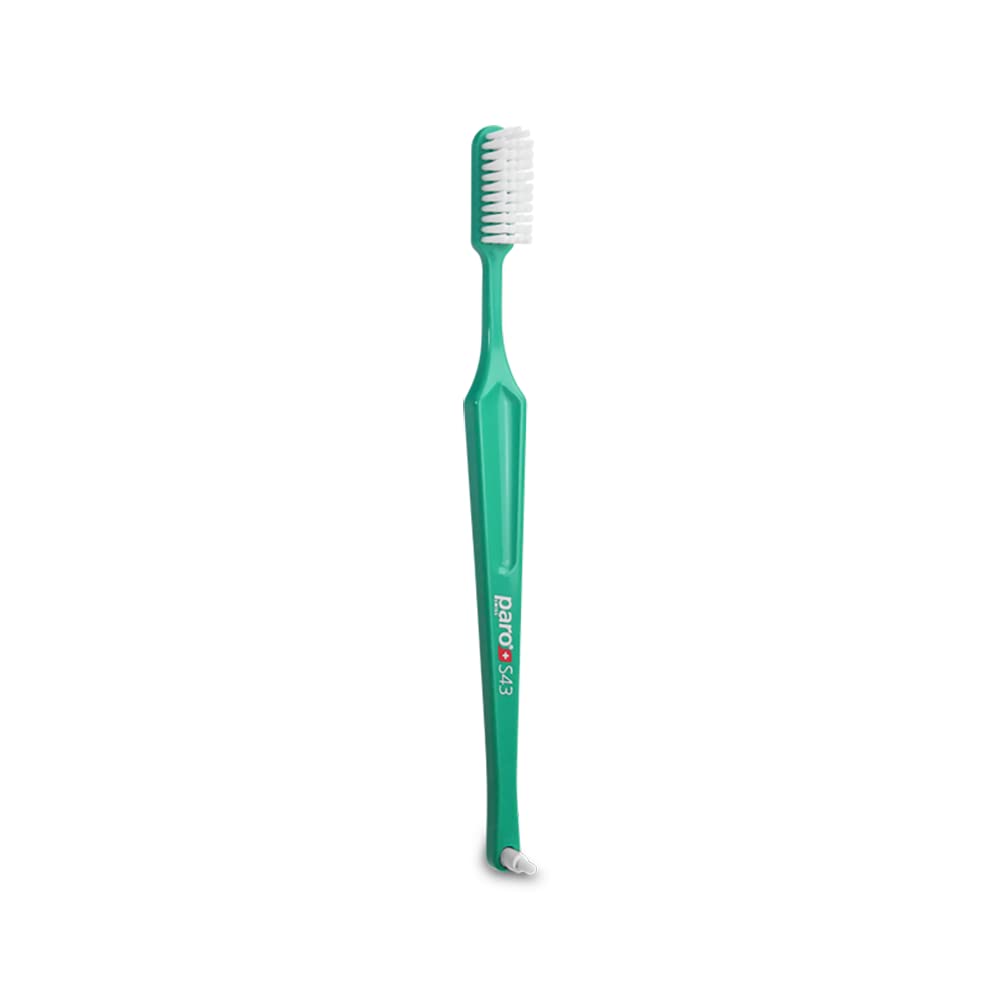 Paro S43 Toothbrush | Compact Brush Head with Soft Bristles | Exchangeable Inter Space F | 4 Rows, 43 Tufts | 6 Pack