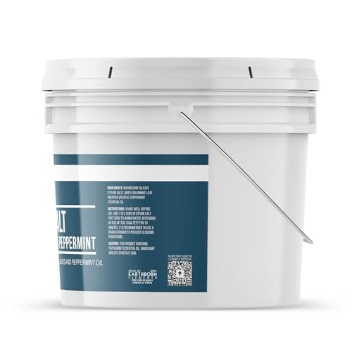 Earthborn Elements Spearmint & Peppermint Epsom Salt Foot Soak, 1 Gallon Bucket, Minty Aroma, with Real Spearmint Leaves (8 Pounds)