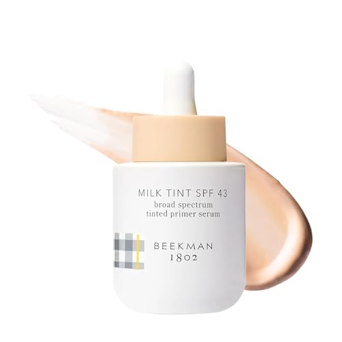 Beekman 1802 Milk Tint Face Primer with SPF 43, Light - Oxybenzone Free - 1 oz - Tinted Mineral SPF, Makeup Primer & Moisturizer - In Shade Light