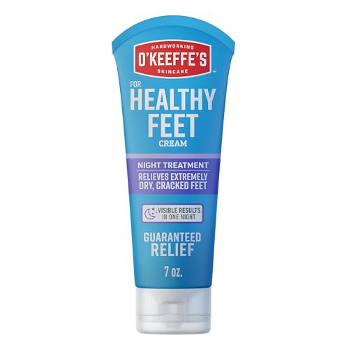 O'Keeffe's for Healthy Feet Night Treatment Foot Cream-7 oz Tube (1 Pack)-Guaranteed Overnight Relief for Extremely Cracked, Dry Feet, Repairing Skincare, Instantly Boosts and Retains Moisture Levels