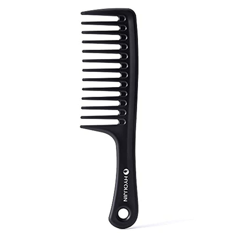 HYOUJIN Black Large Wide Tooth Detangler Paddle Brush - Best Styling Comb for Curly, Wet, Long Hair