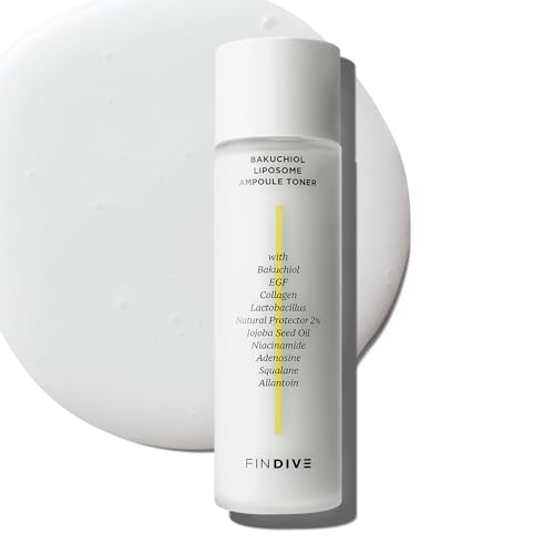 FINDIVE Official Bakuchiol Liposome Ampoule Toner, Bakuchiol, Plan-Based Retinal Alternative, Liposomal Squalane1%, Allantoin, Anti Wrinkle Toner, Korean Skincare 5.07fl.oz