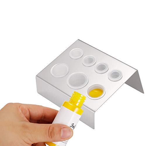 Tattoo Ink Cup Holder,New Star Tattoo 5pcs 7 Holes Stainless Steel Tattoo Pigment Ink Cup Caps Holder Stand Pigment Cup Cap Container Holder Stand for Tattoo Machine Supply
