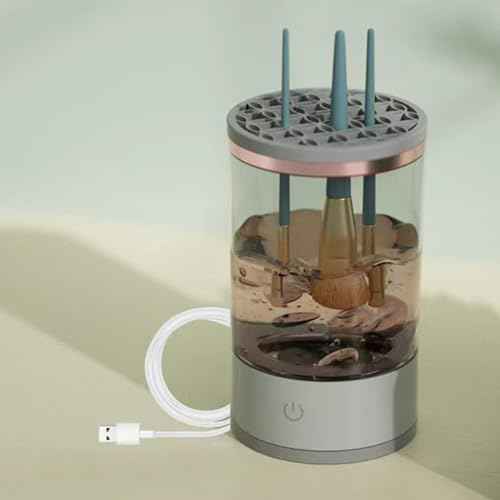 Makeup Brush Cleaning Machine - Automatic Cosmetics Brush Cleaner, Electric Make-up Brush Cleaner and Dryer, Dust-proof Beauty Brushes Organizer, Birthday Gift for Ladies