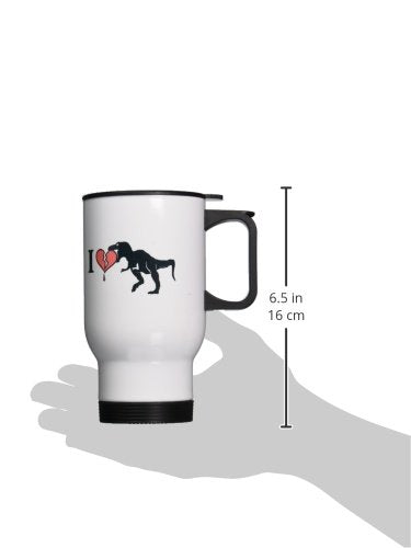 3dRose Dinosaur Eats Heart Stainless Steel Travel Mug, 14-Ounce