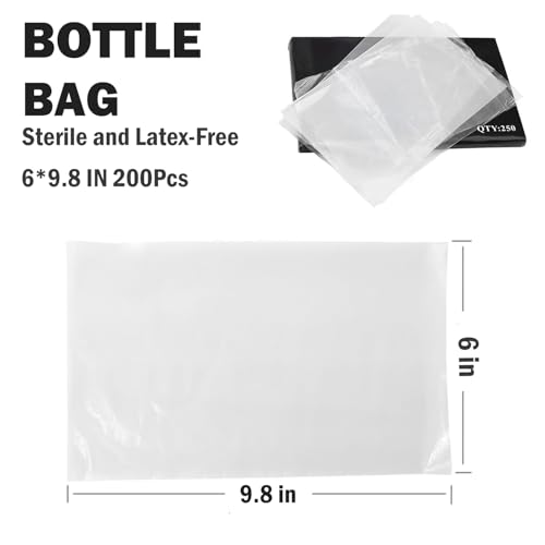 200Pcs Tattoo Machine Covers Self-adhesive Type 2.5¡¿7.4 Inch + 250Pcs Tattoo Wash Bottle Bags 6¡¿10 Inch - Blue Tattoo Pen Covers Machine Bags Tattoo Bottle Cleaning Bags for Tattoo Cleaning Supplies