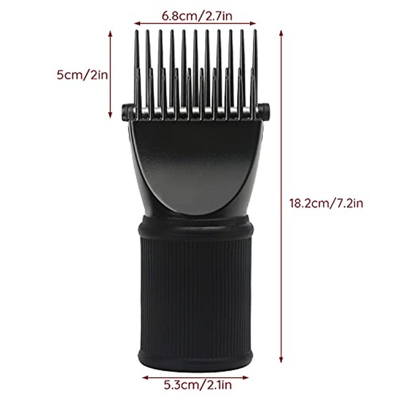 Segbeauty Blow Dryer Comb Attachment, Black Brush Attachments for Hair Dryer Concentrator Nozzle 1.69-1.76in and 2.12in, Pro Hairdressing Styling Salon Tool to Straighten Detangle Curly Natural Hair