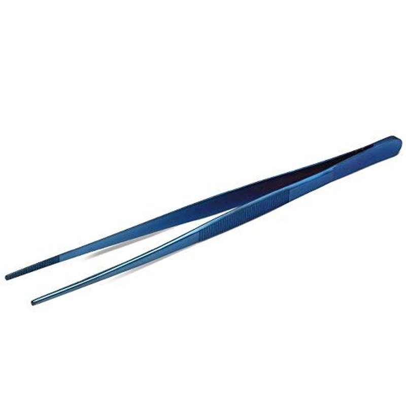 JB Prince Blue Straight Tip Tweezer - Precision 10-Inch Tool for Perfect Grooming
