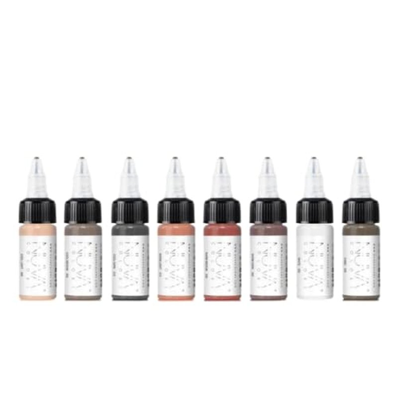 Nuva Pigments for PMU Scar Procedures, Customizable, Cool Undertone for Camouflage, Lightening & Color Adjustment, Vegan, Made in USA, Scar (8-Pack)