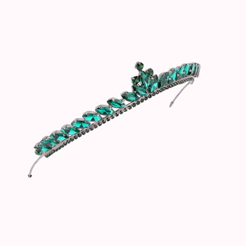 LIMELIA Handmade Slim Green Tiara for Women ? Glitter Crown for Henna, Wedding, Prom, Birthday, Pageant, Halloween & Christmas | Crystal Headpiece ? Slim Design