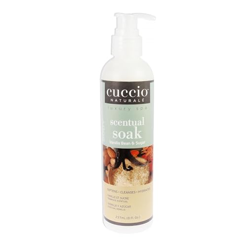 Cuccio Naturale Scentual Soak - Creamy, Liquid Wash for Mani-Pedi - No Parabens - Soften, Cleanse and Hydrate Skin - Anti-Aging Solution - Use On Hands, Body and Feet - Vanilla Bean and Sugar - 8 Oz