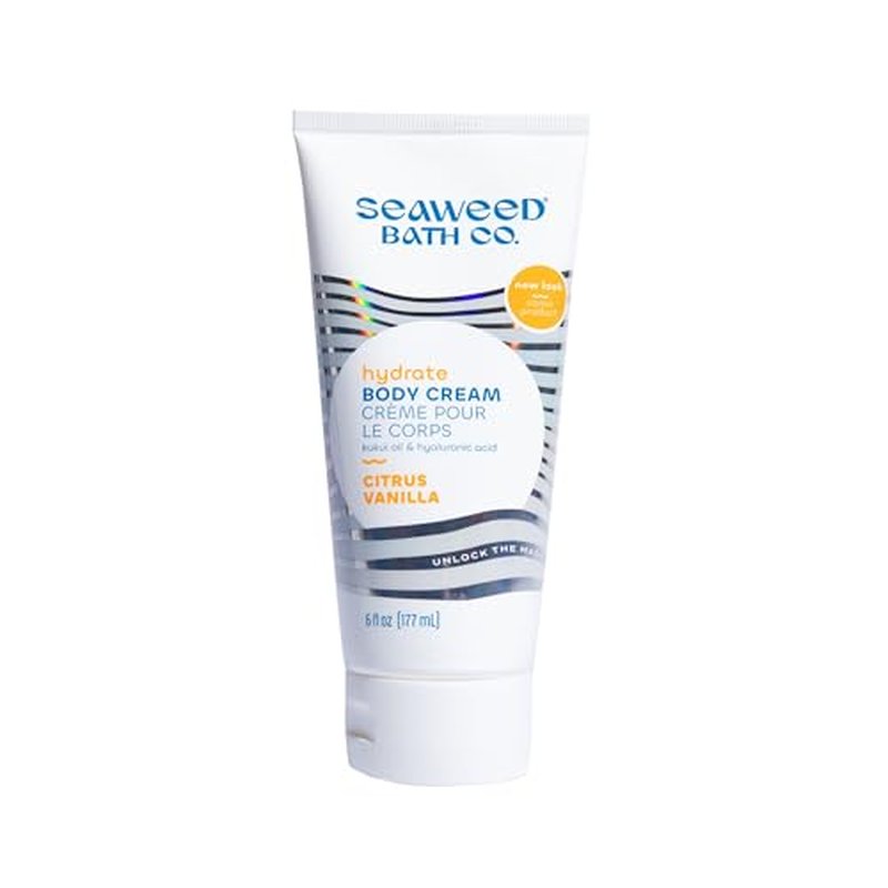 Seaweed Bath Co. Hydrate Body Cream, Citrus Vanilla Scent, 6 Ounce, Nourishing Hand & Body Lotion Moisturizer for Dry Skin, with Sustainably Harvested Seaweed, Kukui Oil, Hyaluronic Acid, Shea Butter