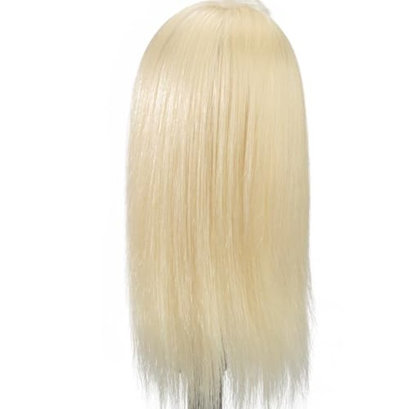 Olivia- [100% European Hair Mannequin], Cosmetlogy Training Head Doll, Platinum Blonde (17 inch)