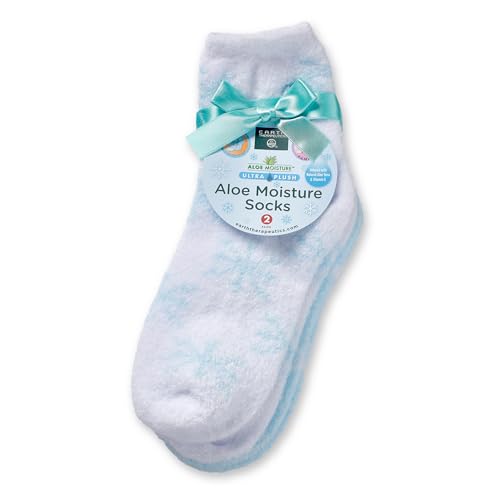 Earth Therapeutics Thera-Soft Aloe/Vitamin E Moisturizing Socks, Baby Blue/Snowflakes: 2 Pairs