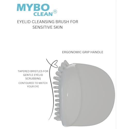 Mybo Clean Eyelid Cleansing Brush for Sensitive Skin (1 Pc) + Hydrating Lids and Lash Cleansing Gel (1Pc) + Travel Bag Ideal for Gentle Cleansing of the Eyelids On the Go