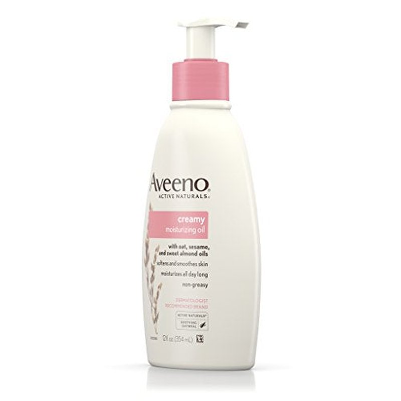 Aveeno Creamy Oil Daily Body Moisturizer, Non-Greasy & Lightly Scented Body Moisturizer with Oat & Almond Oil Nourishes Dry Skin with 24 Hours of Moisture, Non-Comedogenic, 12 fl. oz