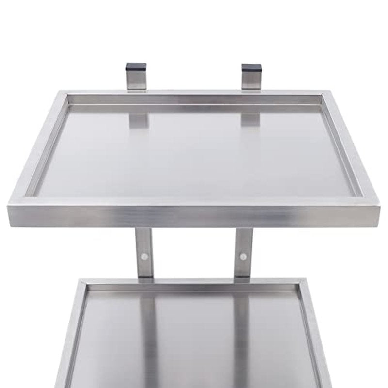 2 Tier Metal Rolling Cart, Stainless Steel Salon Tray with Wheels, Foldable Utility Carts, Folding Salon Tray Trolley, Rolling Tray Salon Trolley for Tattoo (Silver)