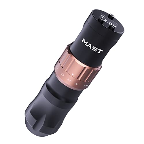 Mast Tattoo Fold2 Wireless Tattoo Pen Machine Gun Rotary Coreless Motor Power by Mcore, 7 Strokes Length 2.4mm-4.2mm Choose Digital Voltage Display for Studio Artists