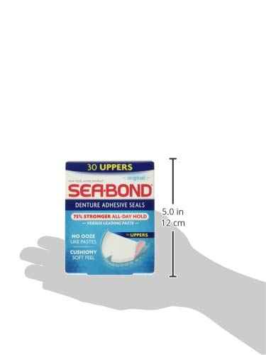 Sea Bond Secure Denture Adhesive Seals, Original Uppers, Zinc-Free, All-Day-Hold, Mess-Free, 30 Count (Pack of 2)