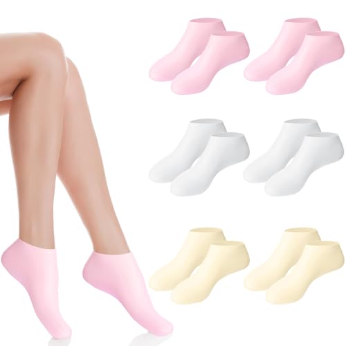 XANGNIER 6 Pairs Silicone Socks for Dry Cracked Feet Women,Moisturizing Foot Mask Exfoliating Silicone Socks,Foot Spa Gel Socks for Cracked Heels,Softening Rough Skin and After Pedicure Care