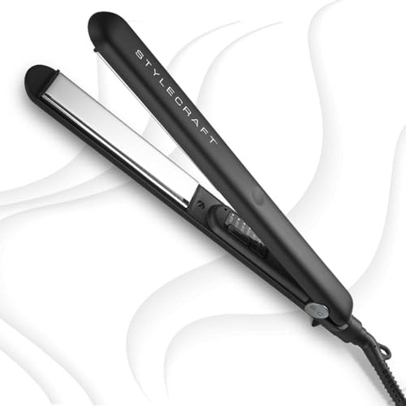 StyleCraft STAY-TEMP Professional 1-Inch Titanium Flat Iron, Titanium Ultra-Thin Hair Straightener for All Hair Types