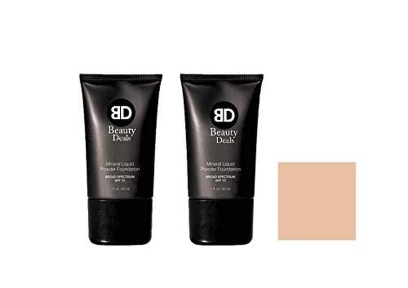 Mineral Liquid Powder Foundation - Broad Spectrum SPF 15 | Porcelain Shade, Pack of 2