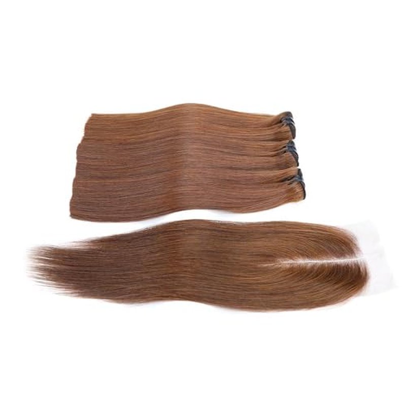 Bone Straight Virgin Human Hair 3 Bundles with 2 * 6 Closure Raw Hair 15A Bundles 100% Unprocessed Premium Raw Hair for Women Natural Color (10"10"10" + 8", 33#)